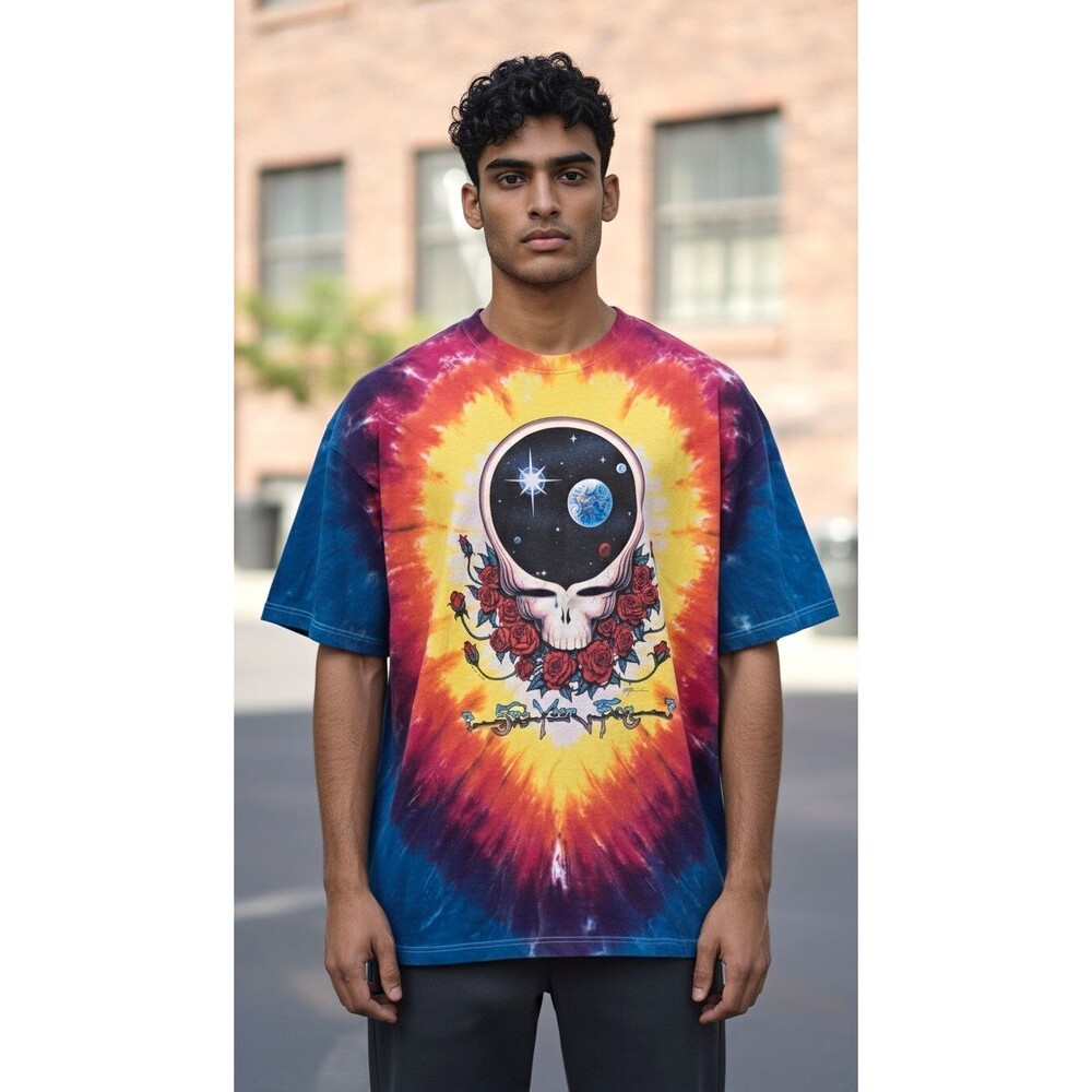 Liquid Blue 90's Grateful Dead Space Tie-Dye Double-Sided Graphic Tee Men's 3XL